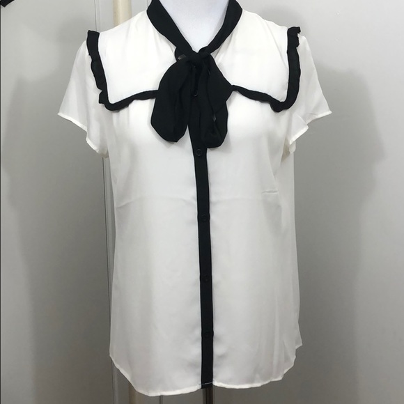 New York & Company Tops - White blouse with black accents